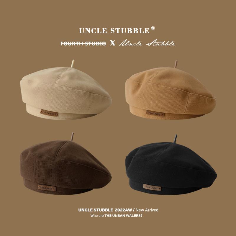 Outdoor Painter Hat Hat British French Hundred Leather Labeled Beret Women Autumn Winter