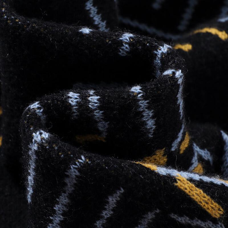 TUHUANG Women's Thickened Pure Wool Jacquard Striped Sweater