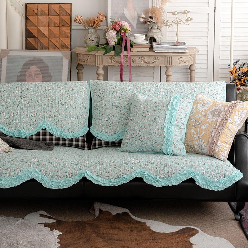 

Хлопковая подушка для дивана с рисунком кролика, нескользящая ткань, хлопковая подушка из мытой ткани, шелковая кромка, против морщин, пасторальное кожаное диванное полотенце 70*70cm