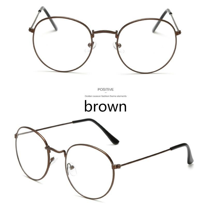 Retro Glasses Frame Harajuku Metal Round Flat Mirror Men and Women Literary Round Frame Decoration