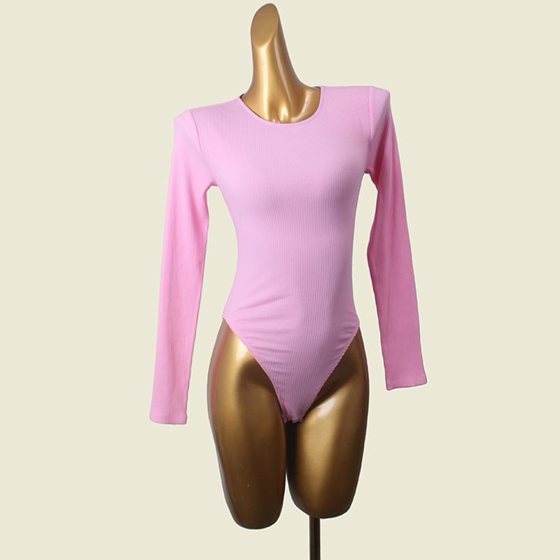 

Шведский бренд Сексуальная одежда для спины с позиционированием Внешнеторговый оригинальный заказ Тонкая трикотажная футболка с длинным рукавом и треугольным вырезом, цельная, для ношения под низ Pink L