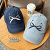 Bow Embroidered Denim Baseball Cap Girlish Feeling Cute Cap Wide Brim Show Face Small Fashion Versatile