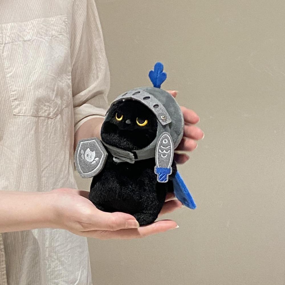 Shield Knight Cat Plush Doll Silly Black Cat Stuffed Toy Decoration Cat Plush Toy  Christmas Gift