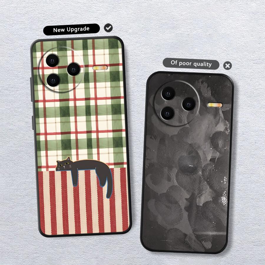 Cartoon Grid Cat Case for Xiaomi Redmi A1 A2 Plus 13C 14C A4 12C K40 K80 Pro 10 A5 9 A3 Funda Phone Cover