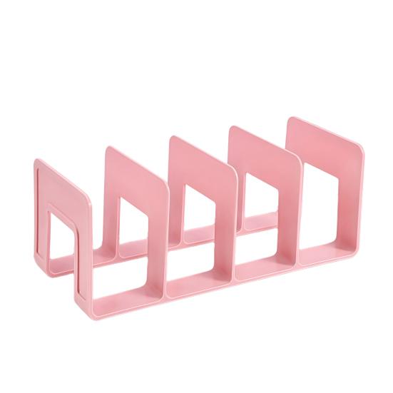Acrylic Bookends with Four-Compartment Dividers Bookend Horizontal And Vertical Use Durable Acrylic Desktop Organizer for Office And Home