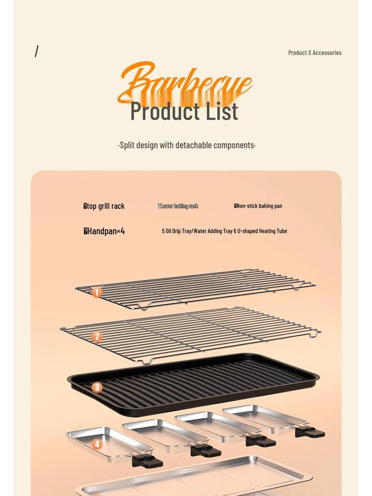 AUX Dual-Layer Electric Grill & Baking Pan - Removable, Washable, Home Barbecue Rack