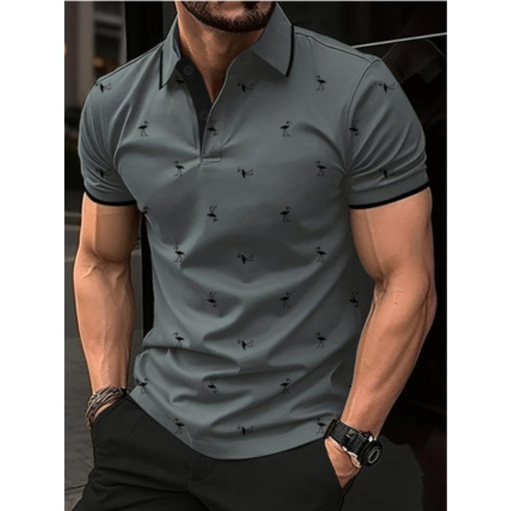 New Men's Collared Polo Shirt with Print – a Stylish, Distinctive Printed Streetwear Top