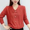 golden brown v-neck three quarter sleeve shimmer knit top with bow detail for women