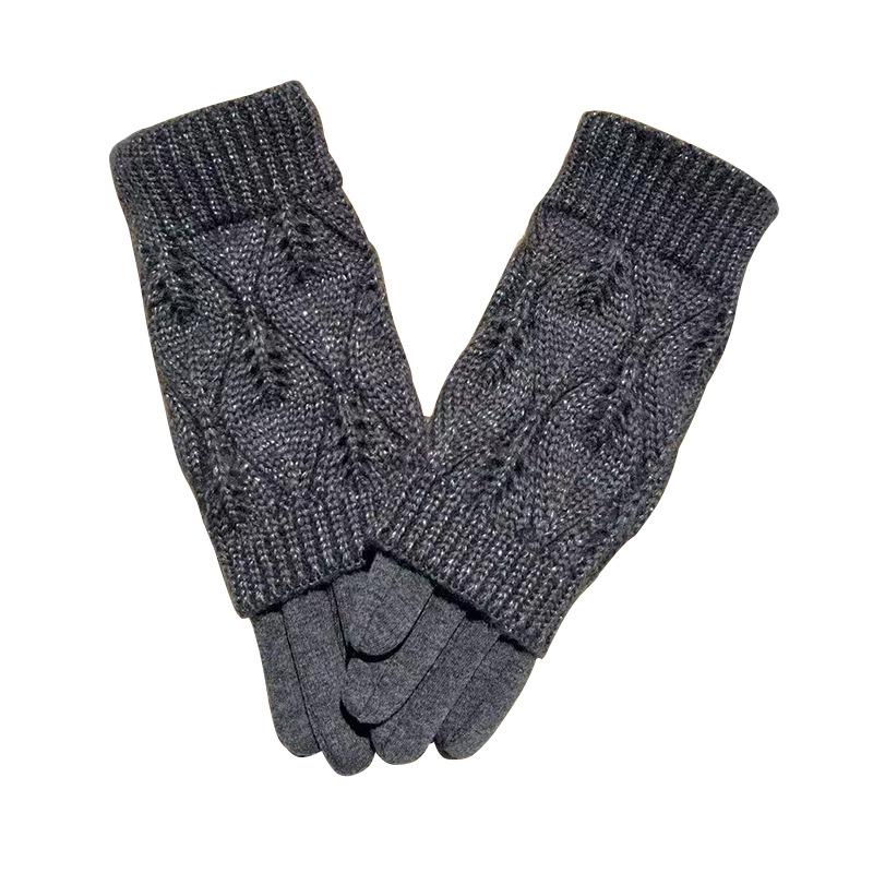 Two-Piece Women'S Gloves, Warm And Cold-Proof Outdoor Travel Touch-Screen Gloves, Non-Pouring Fleece, Double-Mouth Knitted Gloves