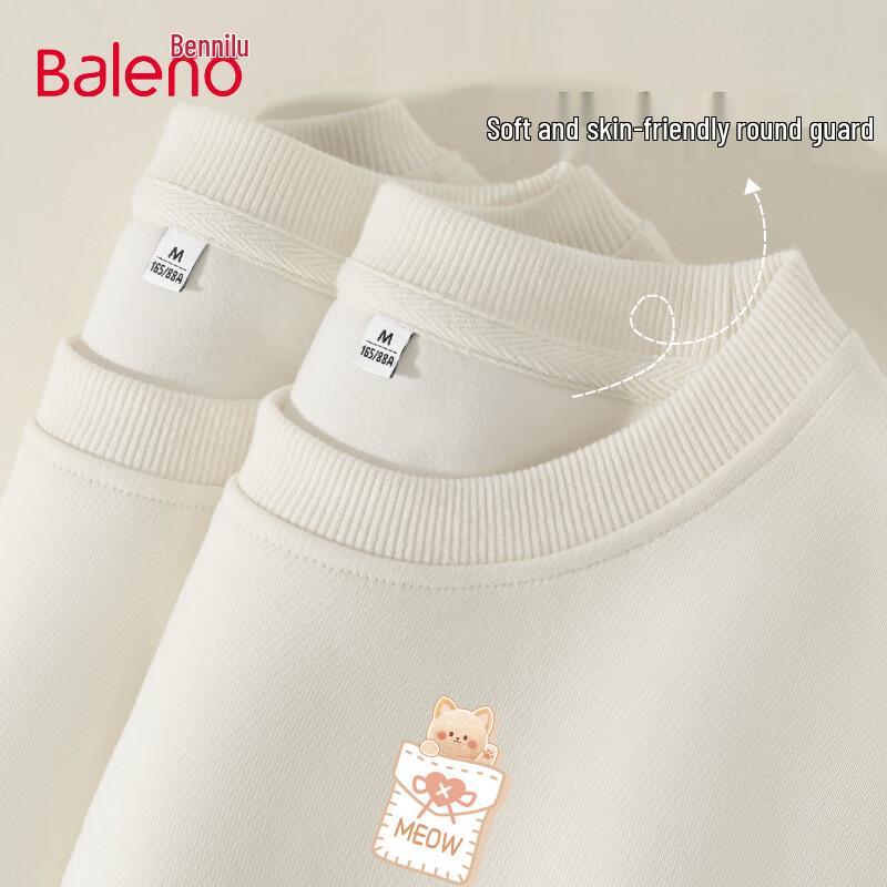 

Baleno Women s Milk Silk Round Neck Sweatshirt with Cat Heart Graphic S