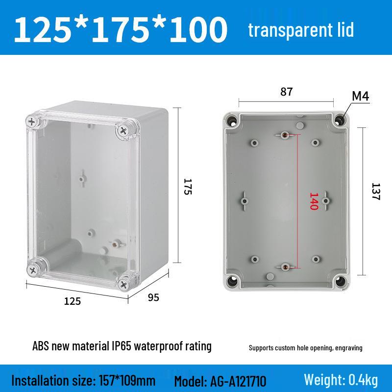 Outdoor Waterproof ABS Power Supply & Monitoring Socket Box with Wiring Terminal & Button
