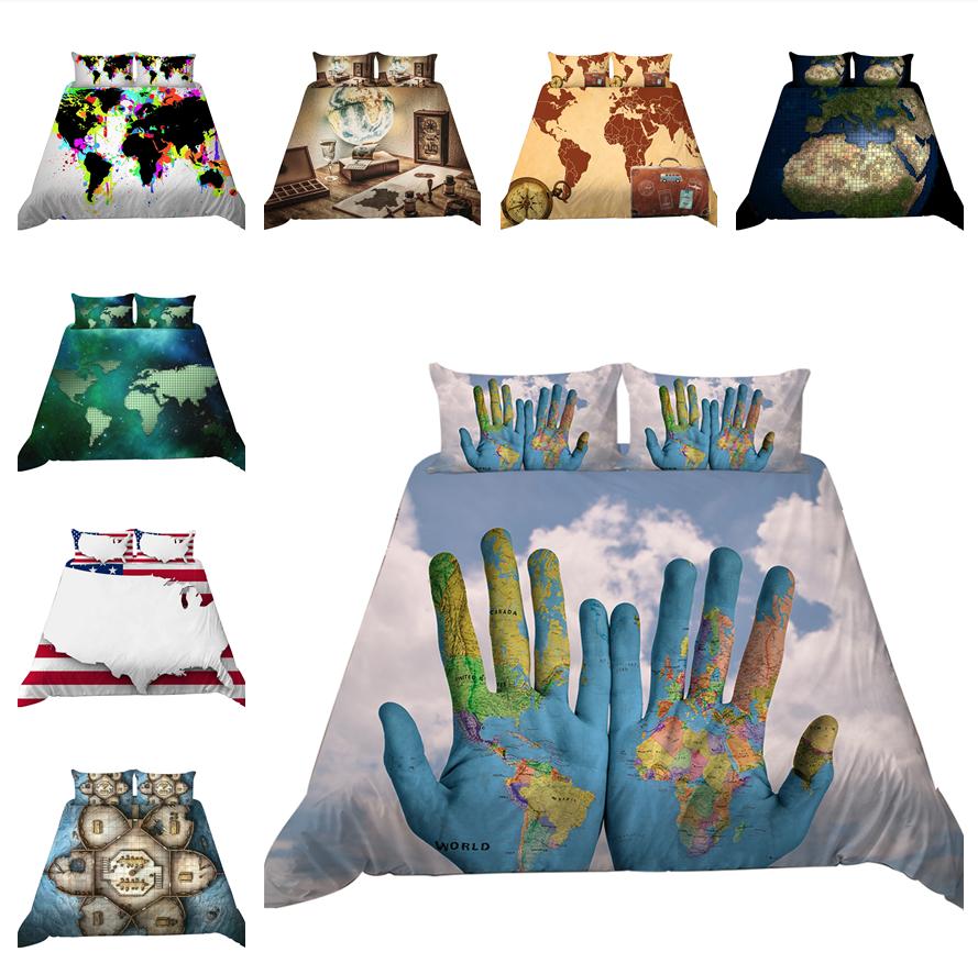 

Комплект постельного белья с 3D-картой, пуховое одеяло и наволочка с цифровой печатью высокой четкости, 2/3 шт. AU180 * 210, полноразмерный роскошный мягкий быстросохнущий домашний декор