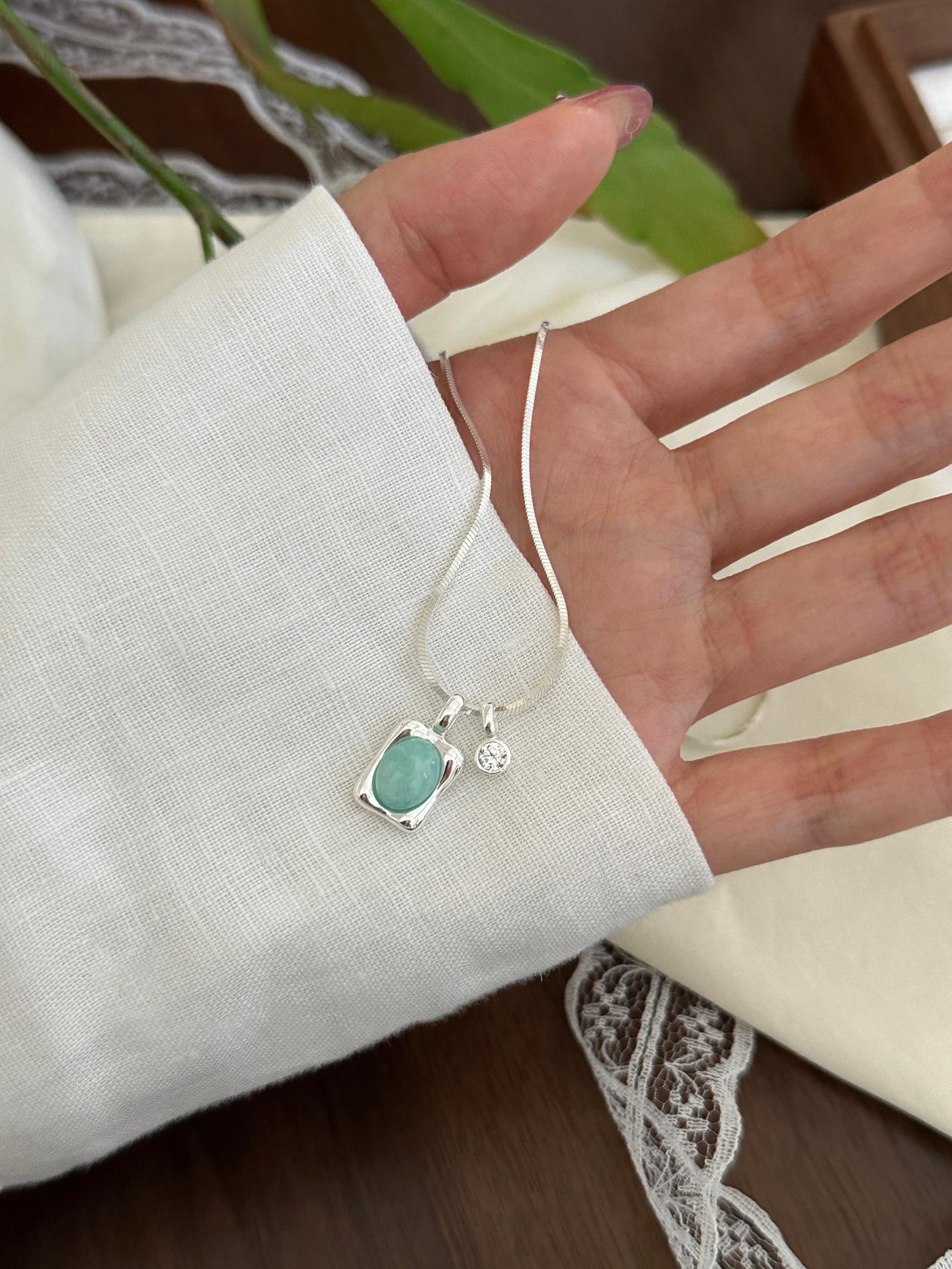 

Sweet Green Stone Necklace For Women Girl Fashion New Jewelry Valentine Day Gift Party Dropshipping collier femme