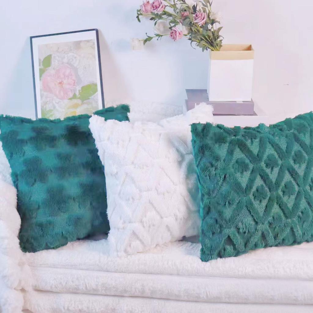 Spring Living Room Sofa Pillow Cover Plush 3D Home TextilePillow Cover Without Core,Single Sided Printing,17.7*17.7inch,1pc