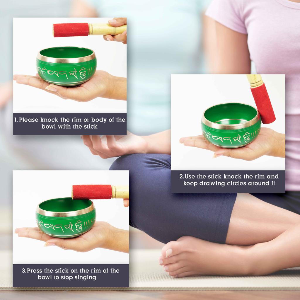 IBA Indianbeautifulart Tibetan Singing Bowl Musical Instrument For Meditation W Stick & Cushion