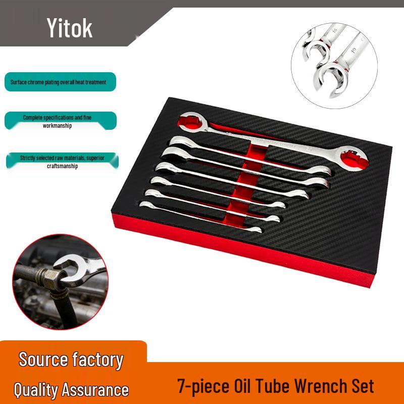 

7-Piece Mirror Finish Double Head Open End Oil Tube Wrench Set for Car Repair