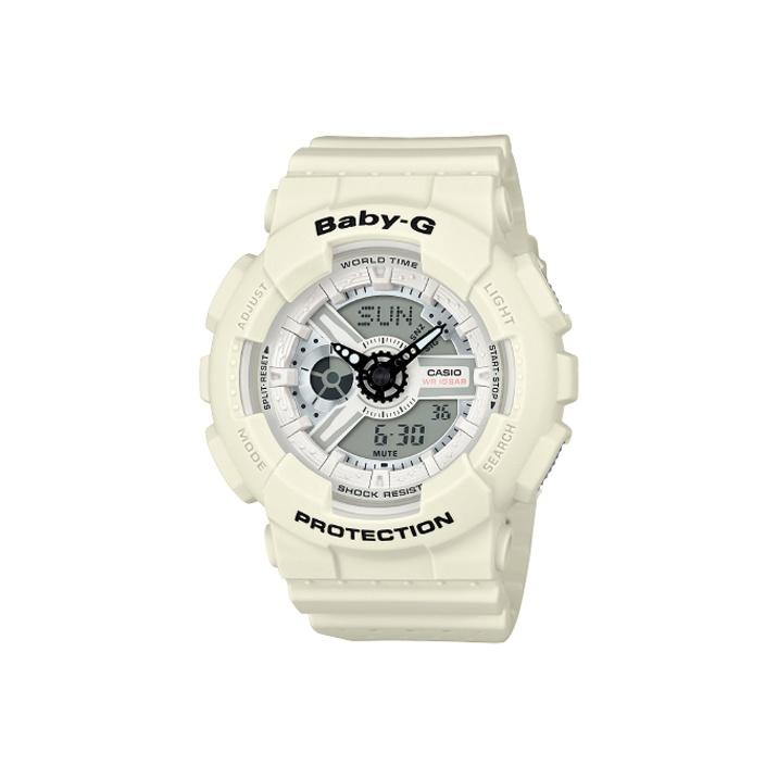 

Casio Baby-G Fashion Trend Color Block Vibrant Street Classic Pointer Dual Display Sports Waterproof Quartz Movement Watch Women watches BA-110PP-7A White Strap