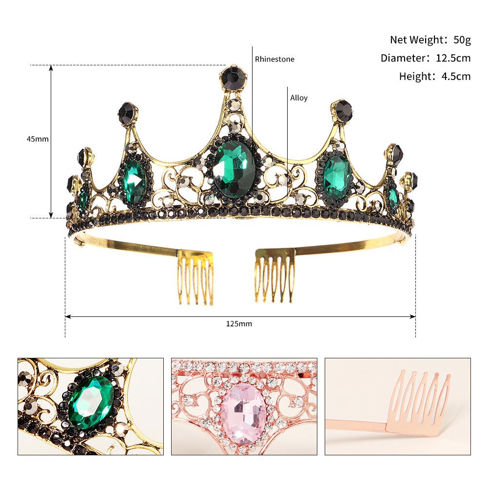 Brautkrone mit Kamm für Prinzessinnen-Geburtstagsauftritte, bunte Strasskrone, hochwertige Hochzeitshaar-Accessoires mit Kammkrone