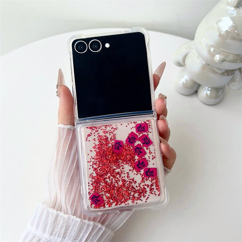 

Glitter Quicksand Case for Samsung Z Flip 6 7 Dynamic Glossy Mini Decoration Liquid Cover Folding Screen Telephone Shell Galaxy Z Flip7