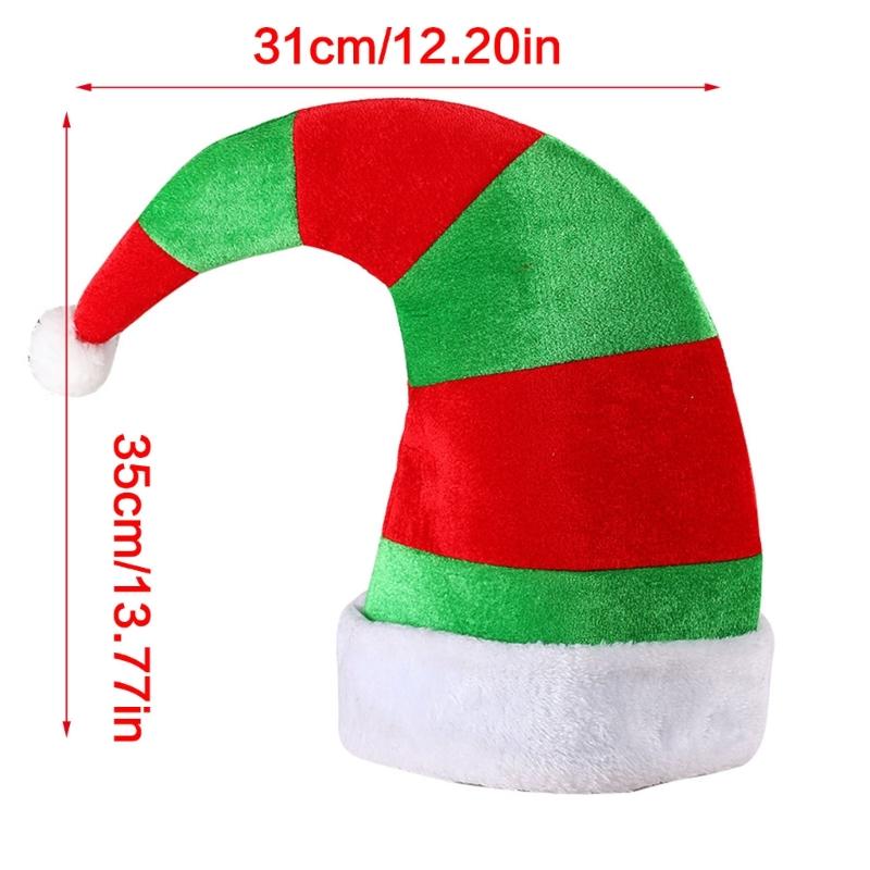 Festival Curved Santa Hats Classical Red Green Color Father Christmas Hats For Adult Kids Christmas Event Gathering Hat