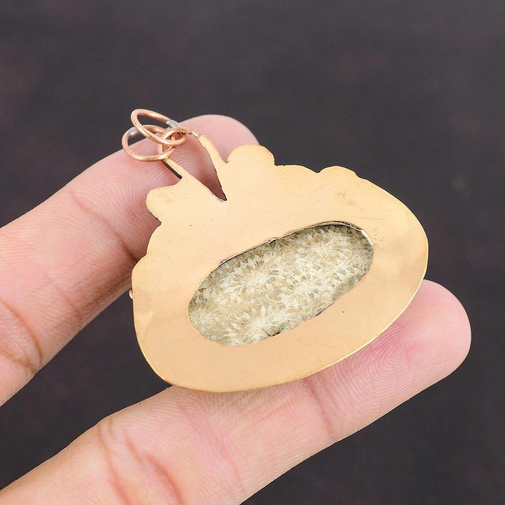 Fossil Coral Pendant African Amethyst Pendant Copper Pendant Excellent Quality Gemstone Pendant Copper Jewelry Handmade Modern Style Pendant
