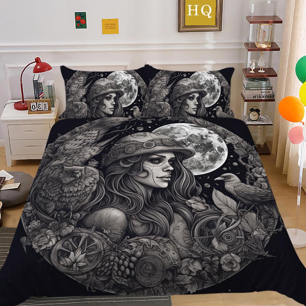 Beauty Skull Printed Bedding Cover Suit Fashion Home Bedclothes King Size Man Boy Cool Duvet Cover Bedroom Decoration