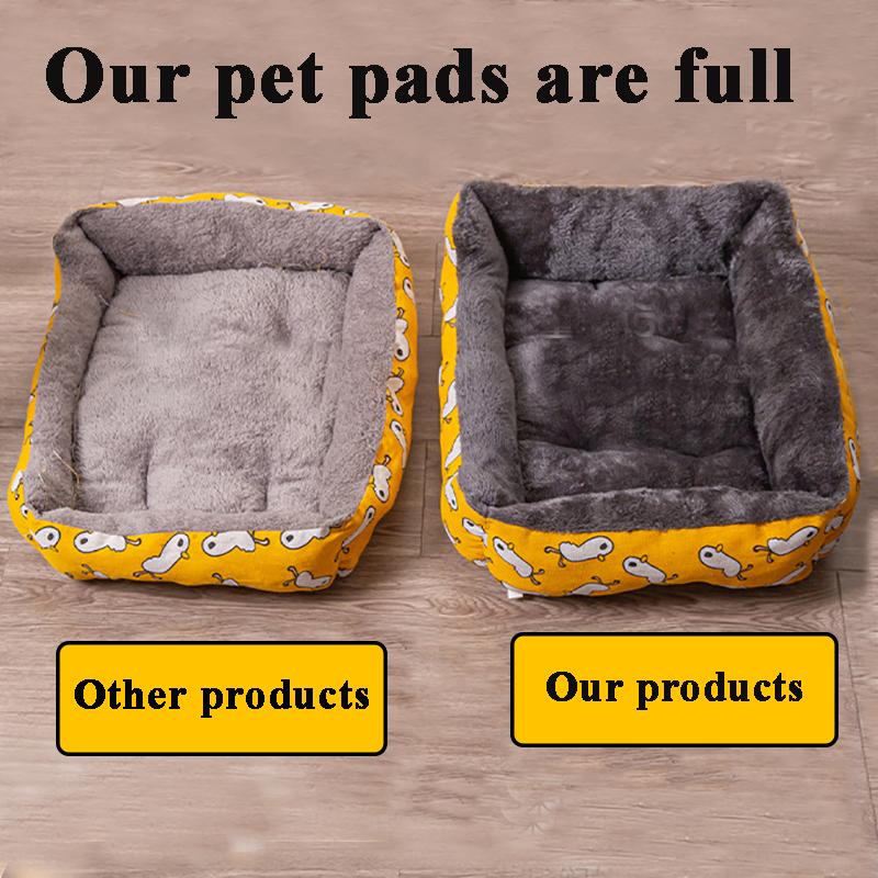 Square Full Fill Dog Bed for Large Dog Cushion Non-silp Sleeping Cat Bed Winter Warm Thickened Dog Bed Soft Doggie Sofa Cat Mat