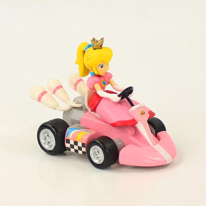 Anime Game Super Mario Bros Karting Luigi Bowser Princess Peach Yoshi Toad Action Figure Toys Pull Back Car For Kids Gifts
