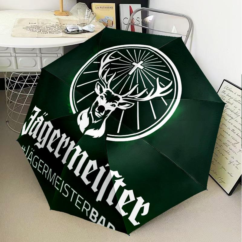 Jager-meister Spirit Drink Umbrella Folding Umbrella, Automatic Umbrella 8-Frame for Travel, Camping Use Gift for Halloween Christmas