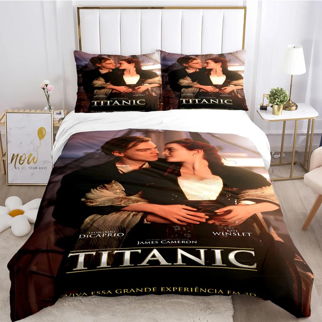 Titanic Romantic Love Duvet Cover Comforter Bedding Set Soft Quilt Cover and Pillowcases for Teens Boy Single/Double/Queen/King