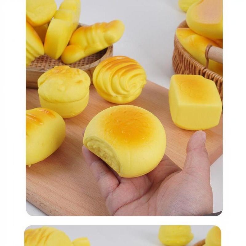 Stretch Squeezing Simulation Bread Squeeze Toy Fake Food Model Simulated Food Breakfast Squeeze Sensory Toys Toast Cake Elastic