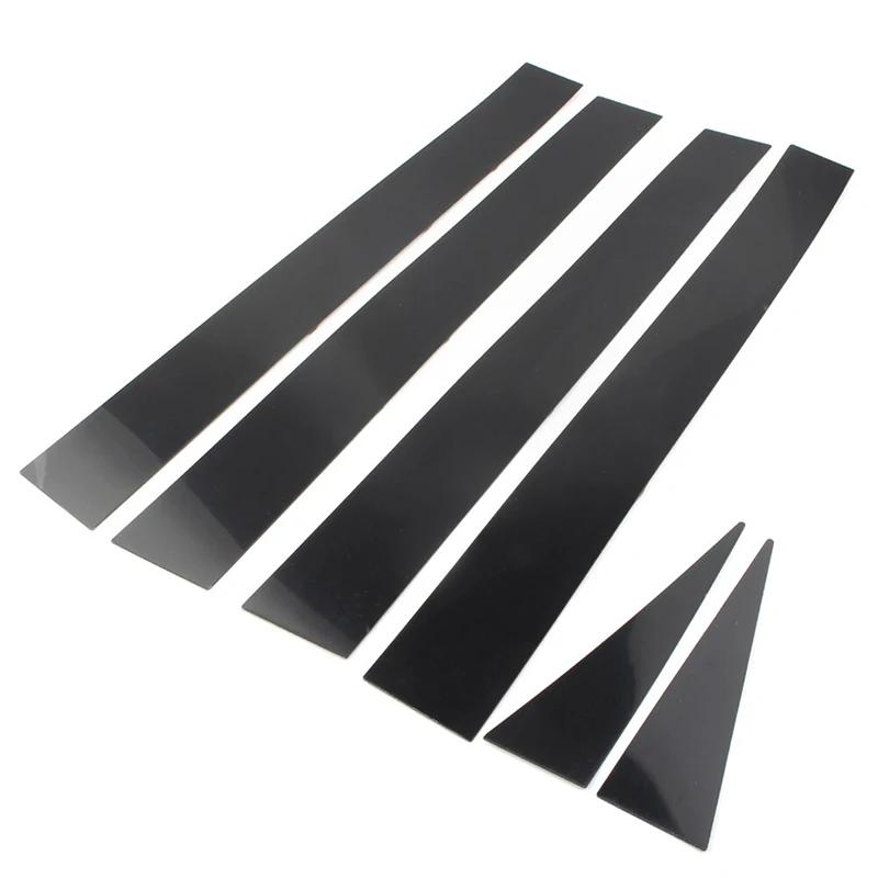 6Pcs Glossy Black Pillar Posts Window Door Moulding Trim Cover Exterior Accessories For For Toyota Sienna 2002-2009