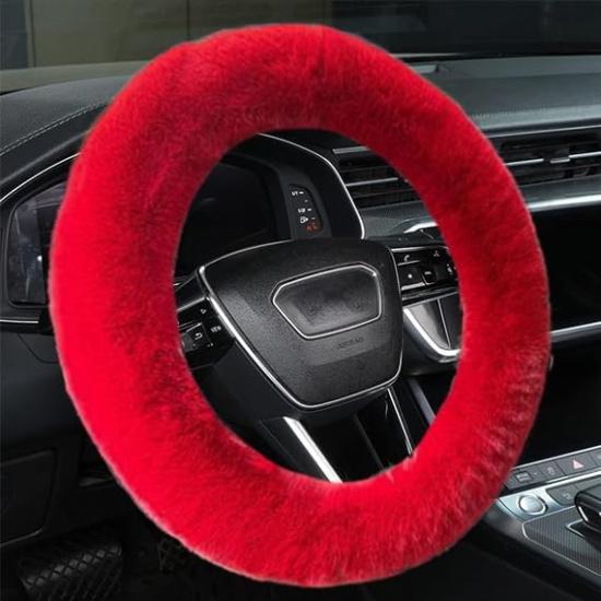 Fluffy Steering Wheel Cover For Women/Girls/Ladies Fuzzy Steering Wheel Cover Winter Warm Faux Wool Plush Car Wheel Cover Furry Steering Wheel