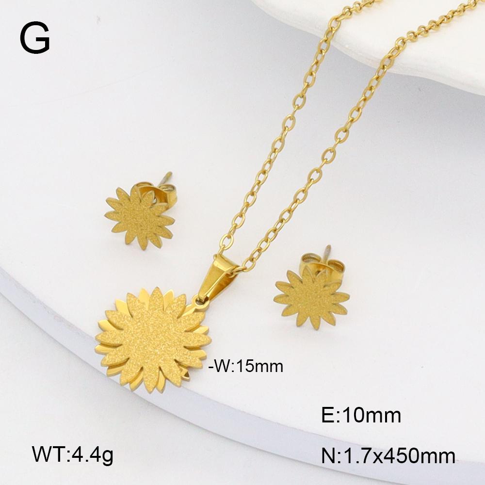 Stainless Steel Gold Flower Set Women 4pcs Necklace Earrings Bracelet Ring Cubic Zirconia Luxury Wedding Party Anniversary Gift