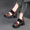 Fashion GKTINOO Retro Handmade Sandals 2025 Summer New Genuine Leather Splicing Embroidered Thick Sole Fashion Women's Shoes