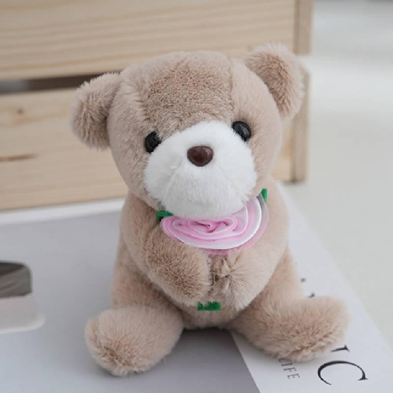 Plush Rose Dog Cat Dolls Toys Stuffed Animals Pp Cotton Filling White Brown