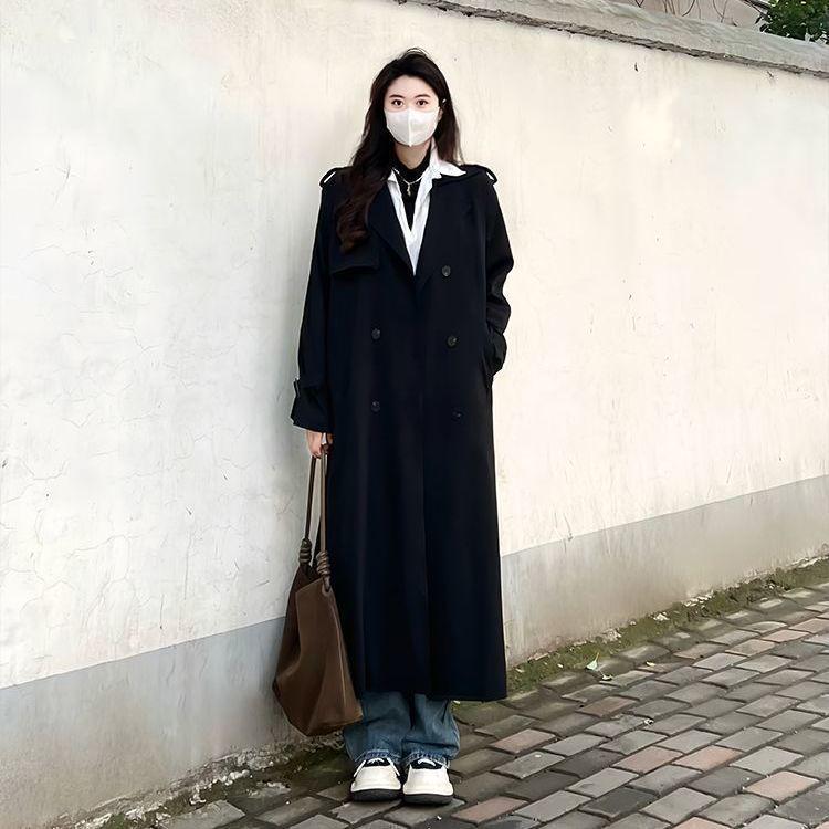 Extra Langer Grauer Trenchcoat für Große Frauen - Frühjahr/Herbst 2025 Kollektion