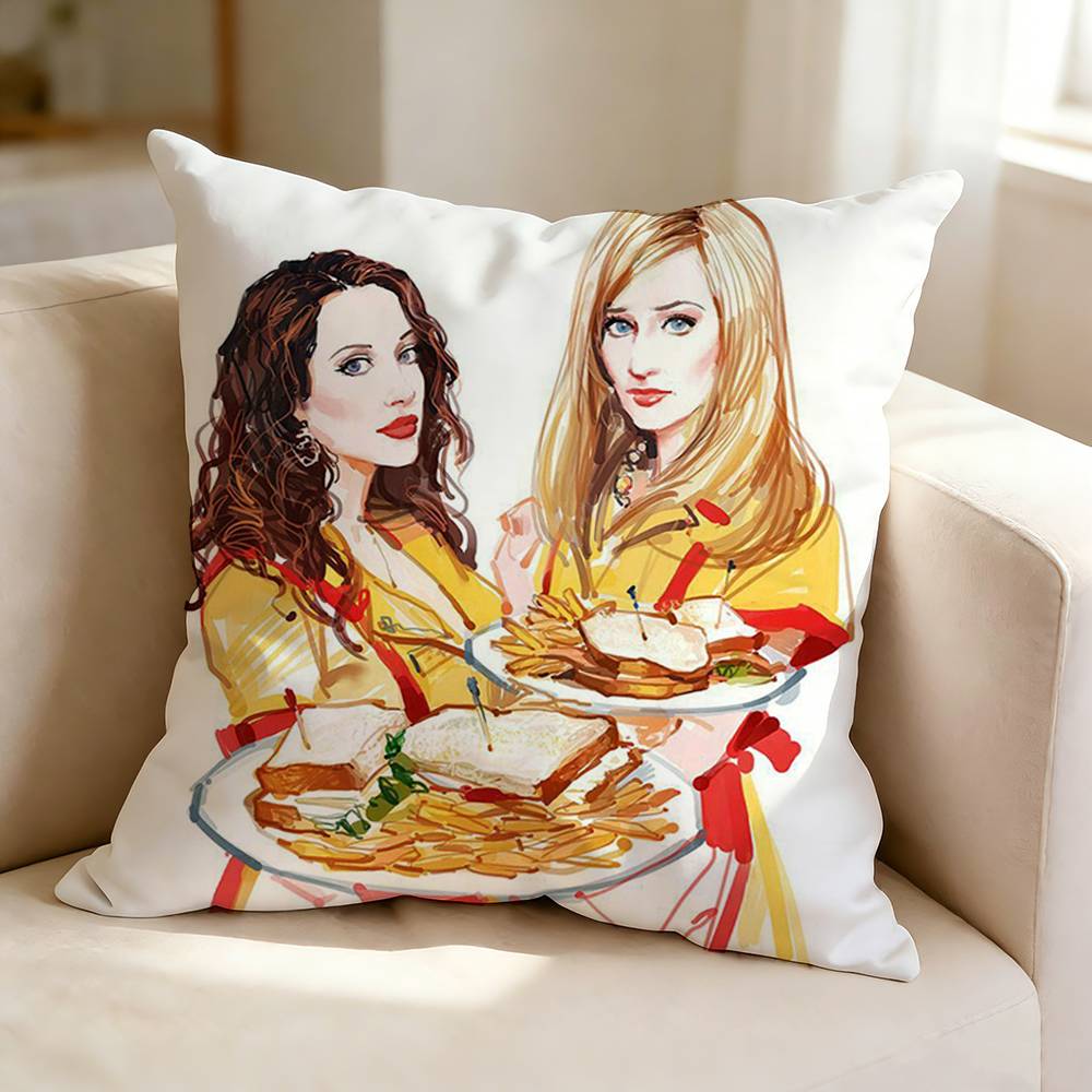 T-The sitcom 2 B-Broke Girls Square Double-Sided printed Pillow Case Bedroom Bedside Pillow Sofa Cushion Cover