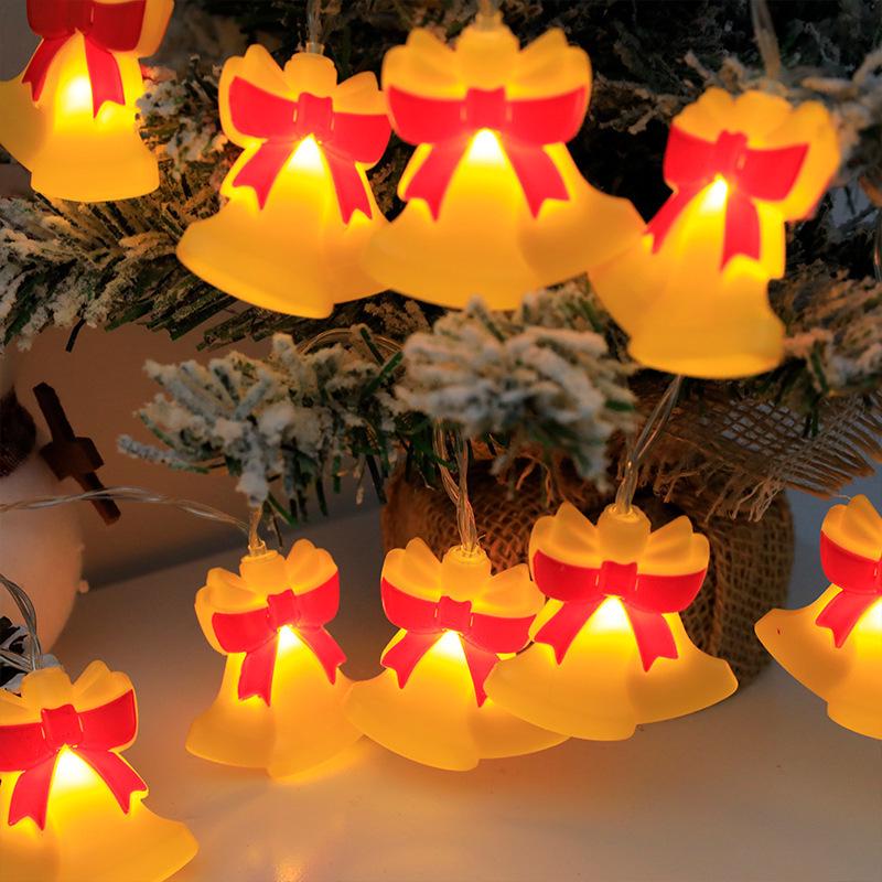 Battery-Powered LED Christmas Bell String Lights for Colorful Room Decoration