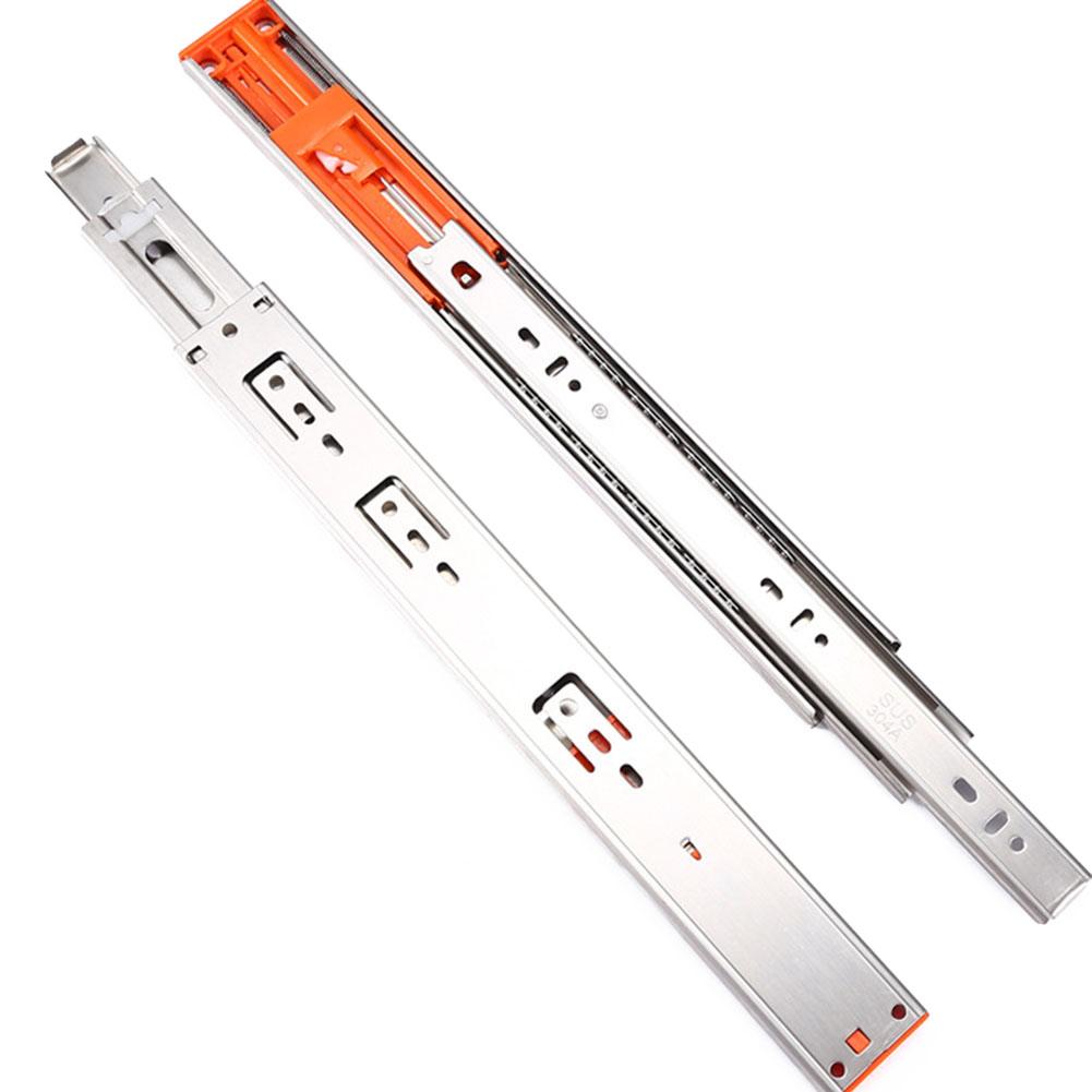 Slide Silent Drawer Slides Home Hardware 3-fold Bearing Cold Rolled Steel Damping Buffer Side Mount High Quality
