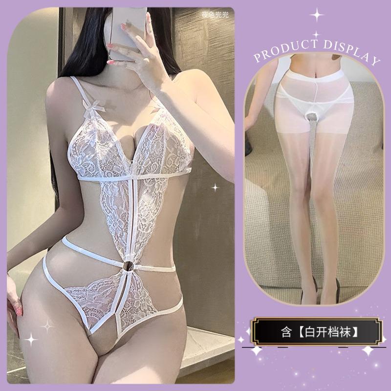 Sexy underwear Sexy lace pajamas Open file one-piece hot free hollow perspective temptation uniform suit