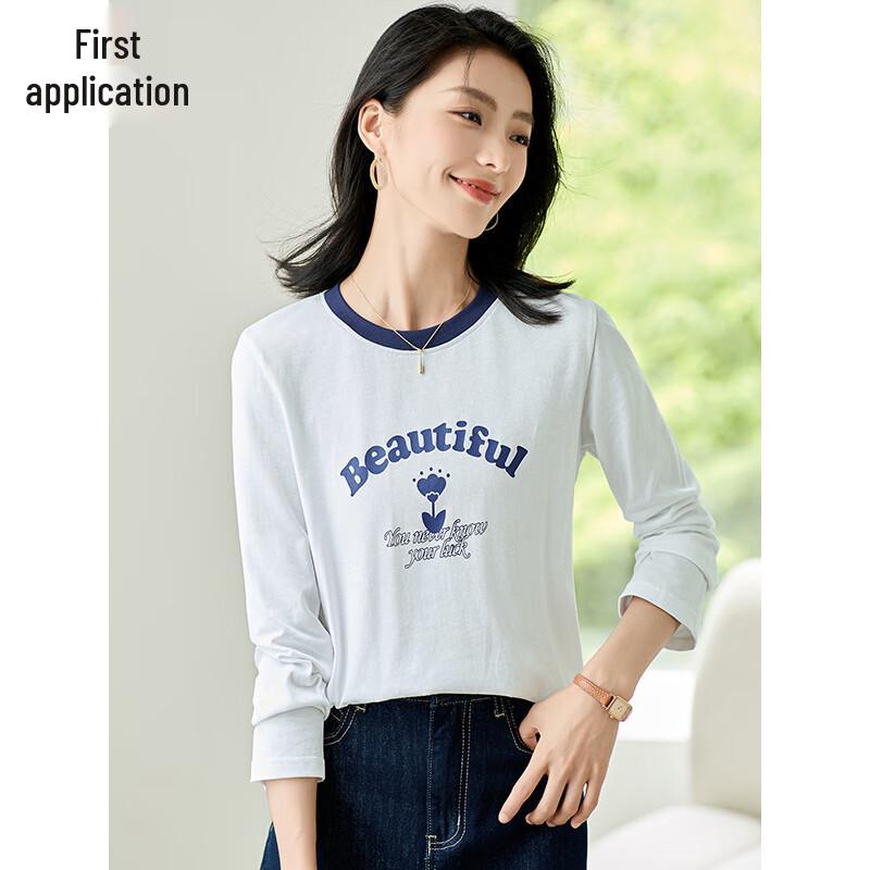 Chushen Women's Letter Print Long Sleeve T-Shirt