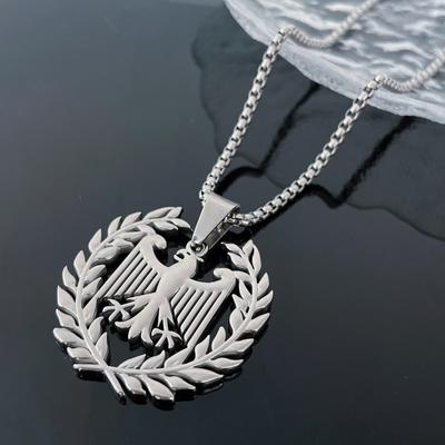New German Eagle Arms Flag Pendant Necklace for Men Women Stainless Steel Germany Patriotic Jewelry Accessories Gifts