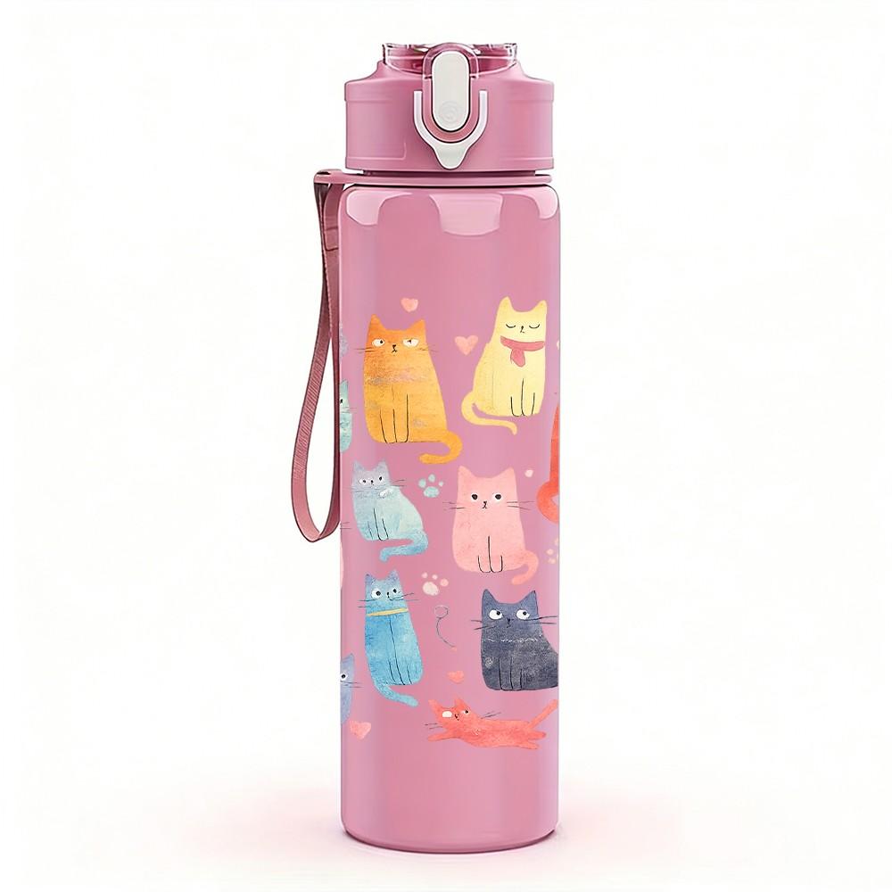 1PC Clothes Dress Doodle Sketch Print 750ml Color Plastic Sports Water Bottle Leakproof Flip Straw Lid Suitable for Sports Office Home Use
