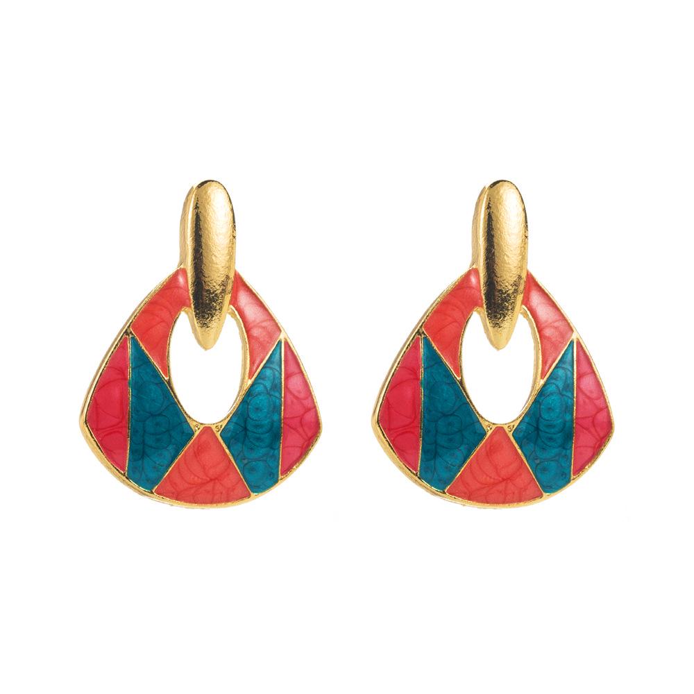 Turquoise Enamel Drip Alloy Earrings with S925 Silver Needle - Elegant Socialite Banquet Studs