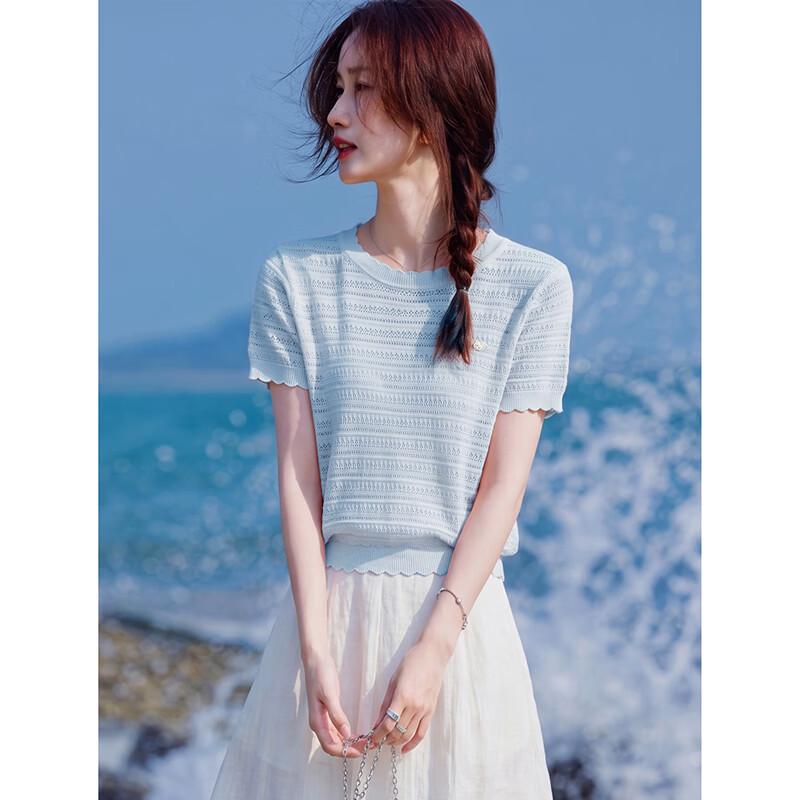 Sweet Cropped Round Neck Knitted Top