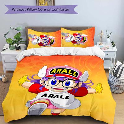 3pcs Arale Norimaki Pattern Bedding Set Duvet Cover Set Includes Duvet Cover &pillowcases, Perfect All Season Bedroom Decoration & Gift