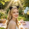 Sparkly Headpiece for Photoshoots Furry Cat Ears Headband Women, Glitter Ear Hair Cosplay Costume Props Accessory Halloween Party And Masquerade