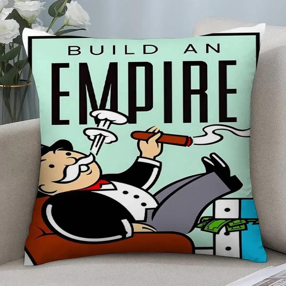 Cartoon M-Monopoly Dollar Money Pillow Case Short Plush Double-sided Print Square Throw Pillow Covers Sofa Home Cushion Decor