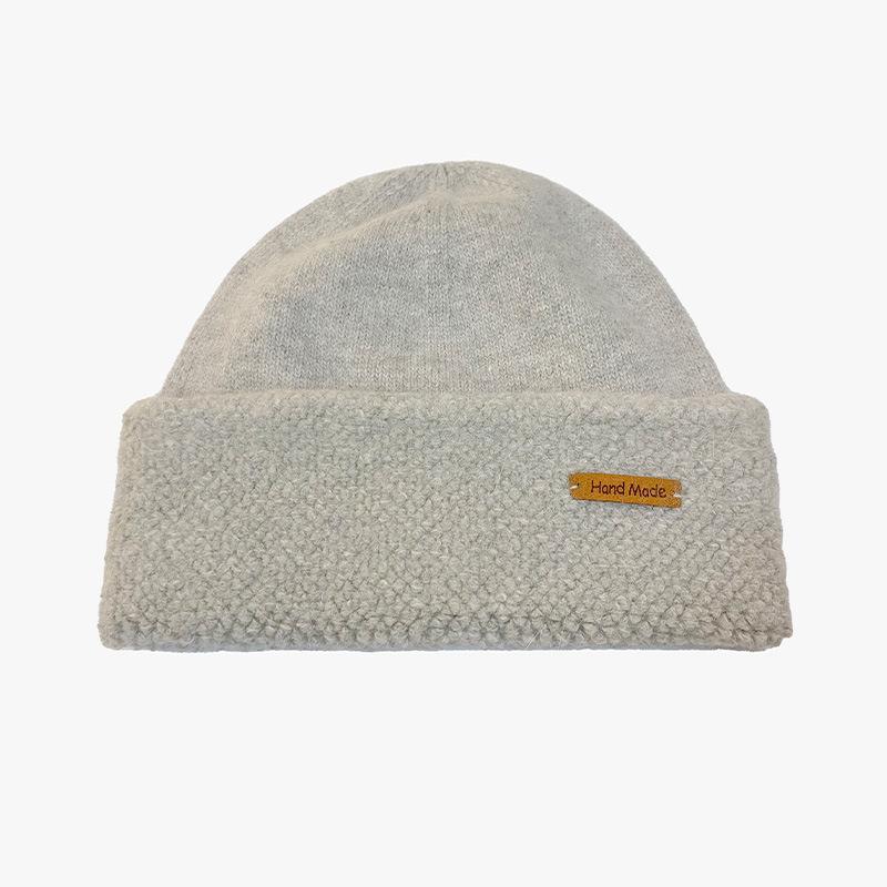 Autumn and winter knitted hats versatile solid color wool hats plus wool blended wool hats big head circumference hats show small face